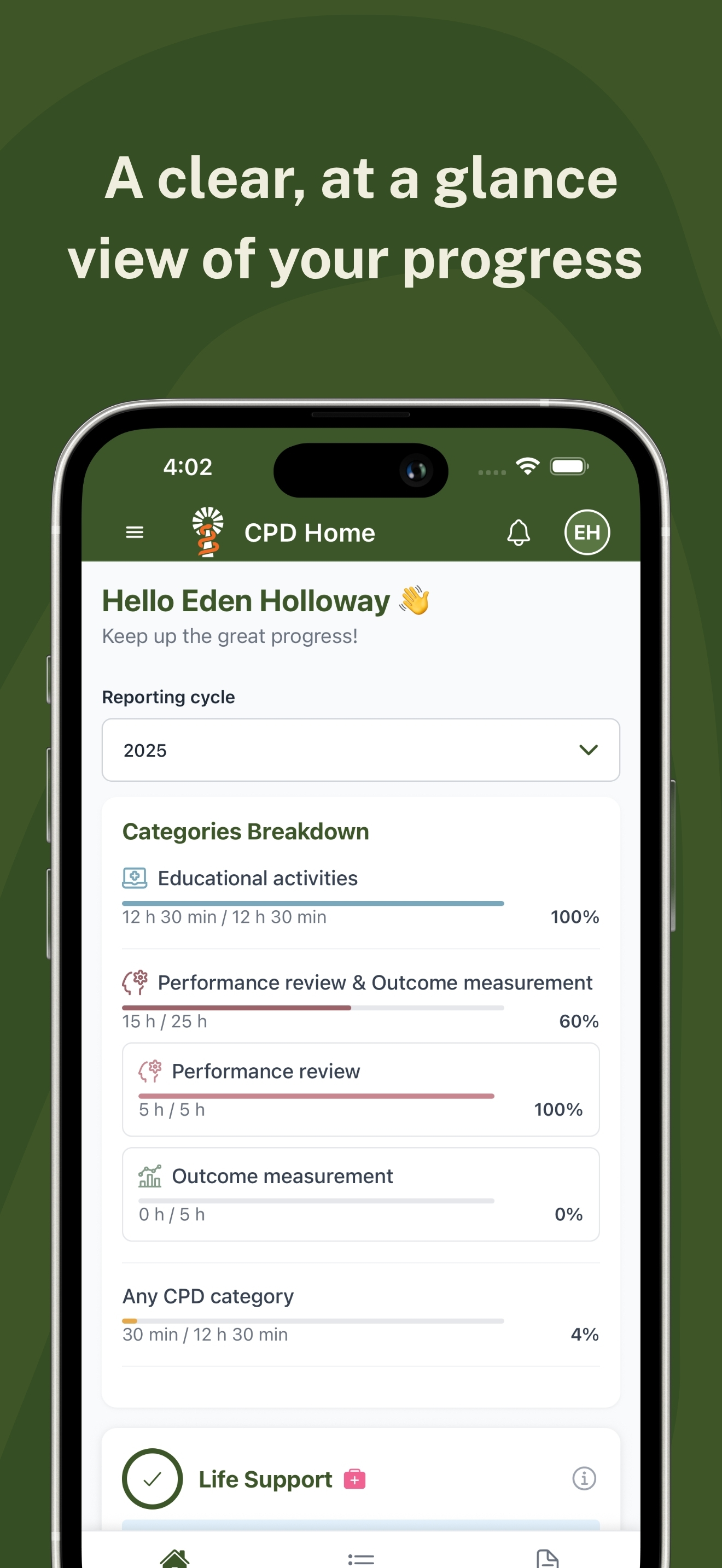 CPD Home app - Track